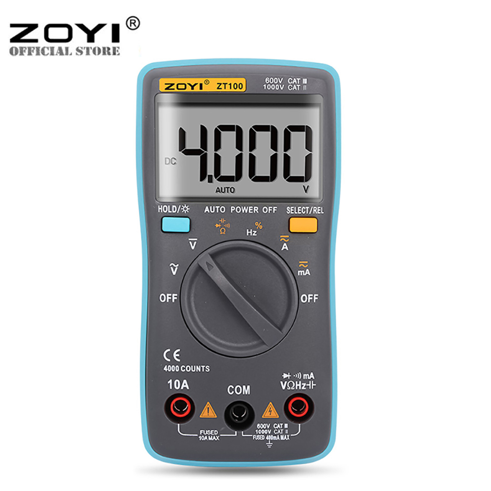 Đồng Hồ Vạn Năng Zoyi ZT-100 Đồng Hồ Đo Điện Kỹ Thuật Số Thiết Kế Nhỏ Gọn, Màn Hình Hiển Thị Lớn, Dễ Đọc, Hiển Thị Số Đo Lên Đến 2000 Digit - Hàng Chính Hãng