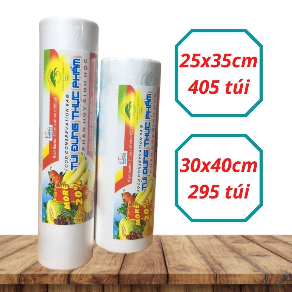 Túi đựng thực phẩm tự phân hủy sinh học ALTA Plastic, túi đựng thực phẩm tủ lạnh, an toàn sức khỏe, thân thiện môi trường, cuộn 1kg.