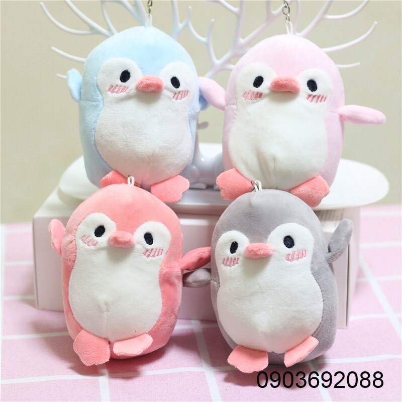 Móc khóa gấu bông chim cánh cụt, phụ kiện treo cặp, thú nhồi bông penguin HCM