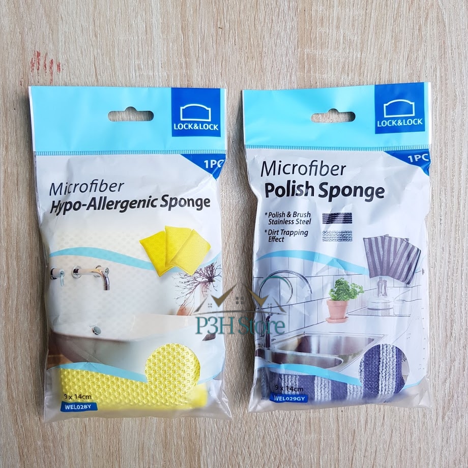 Miếng rửa chén lock&lock microfiber chùi rửa đa năng wel028 wel029