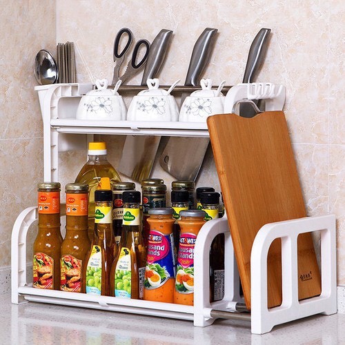 Kệ để gia vị nhà bếp chữ b có khay để thớt, kệ đựng gia vị, kệ nhà bếp