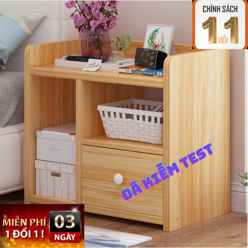 Tủ, kệ để đầu giường cao cấp - kệ/tủ đầu giường 3 tầng 1 ngăn kéo bằng gỗ - táp đầu giường, chất lượng gỗ 100% lắp ráp tiện lợi