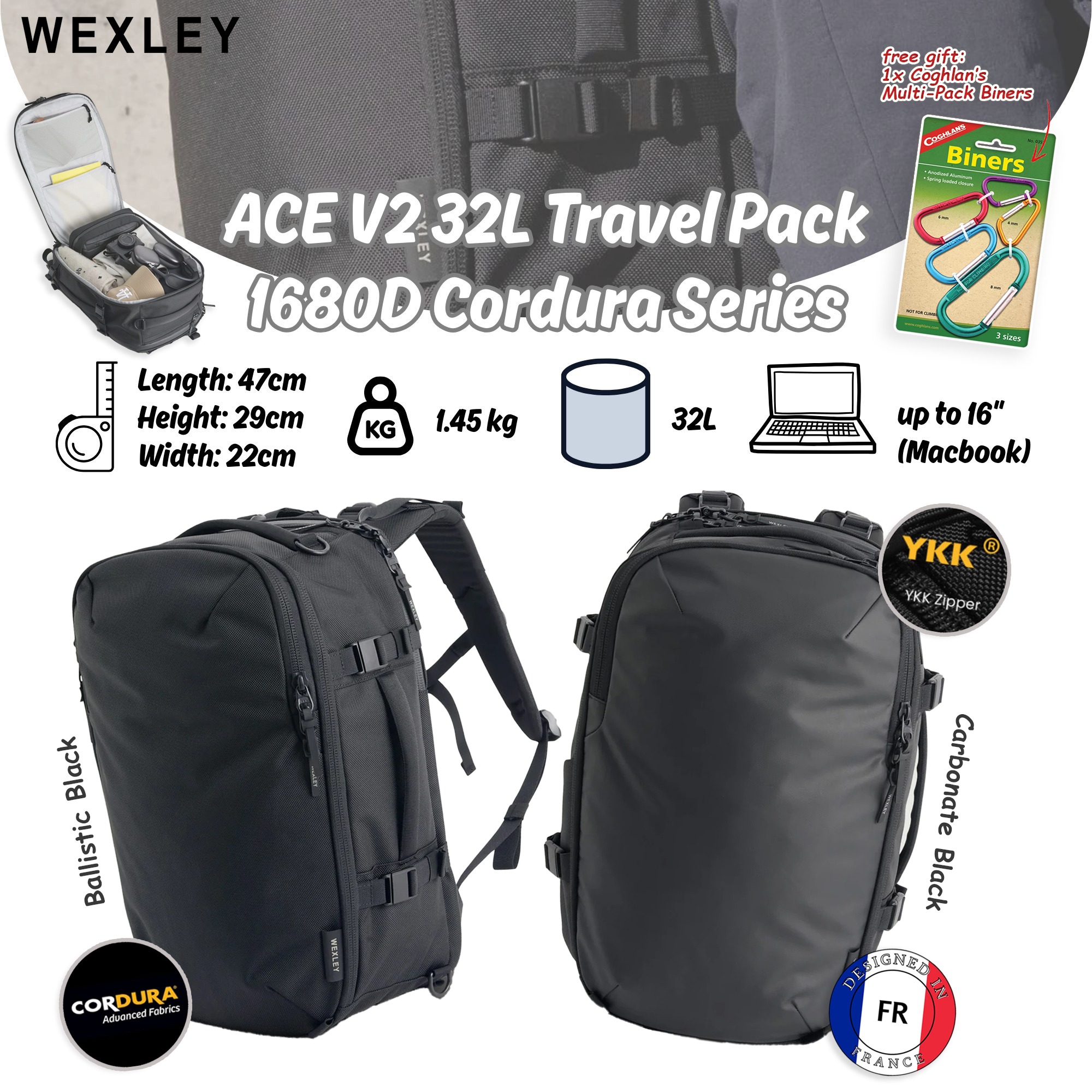 WEXLEY ETAN 22L Compact Pro Pack 1680D Cordura Series | Travel