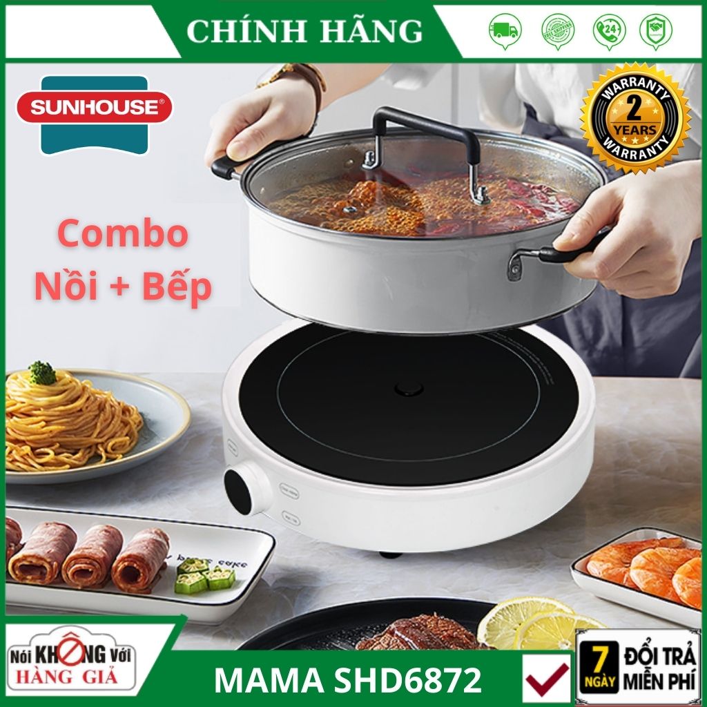 Bếp từ đơn Sunhouse Mama SHD6872 - tặng nồi bếp từ cao cấp - bếp điện mini cảm ứng chịu nhiệt 9 mức công suất , bếp từ xiaomi , bếp điện đa năng không kén nồi