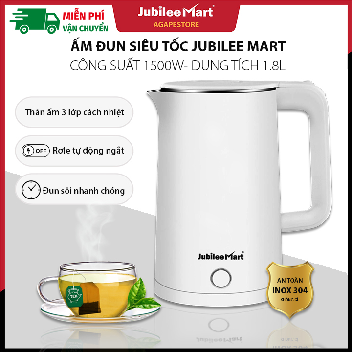 GIAO HÀNG NHANH 24H - Ấm Siêu Tốc Inox 1.8L Cách Nhiệt, Bình Đun Siêu Tốc Đun Nước Siêu Nhanh Trong Vòng 5 Phút - BẢO HÀNH 1 ĐỔI 1 NẾU LỖI