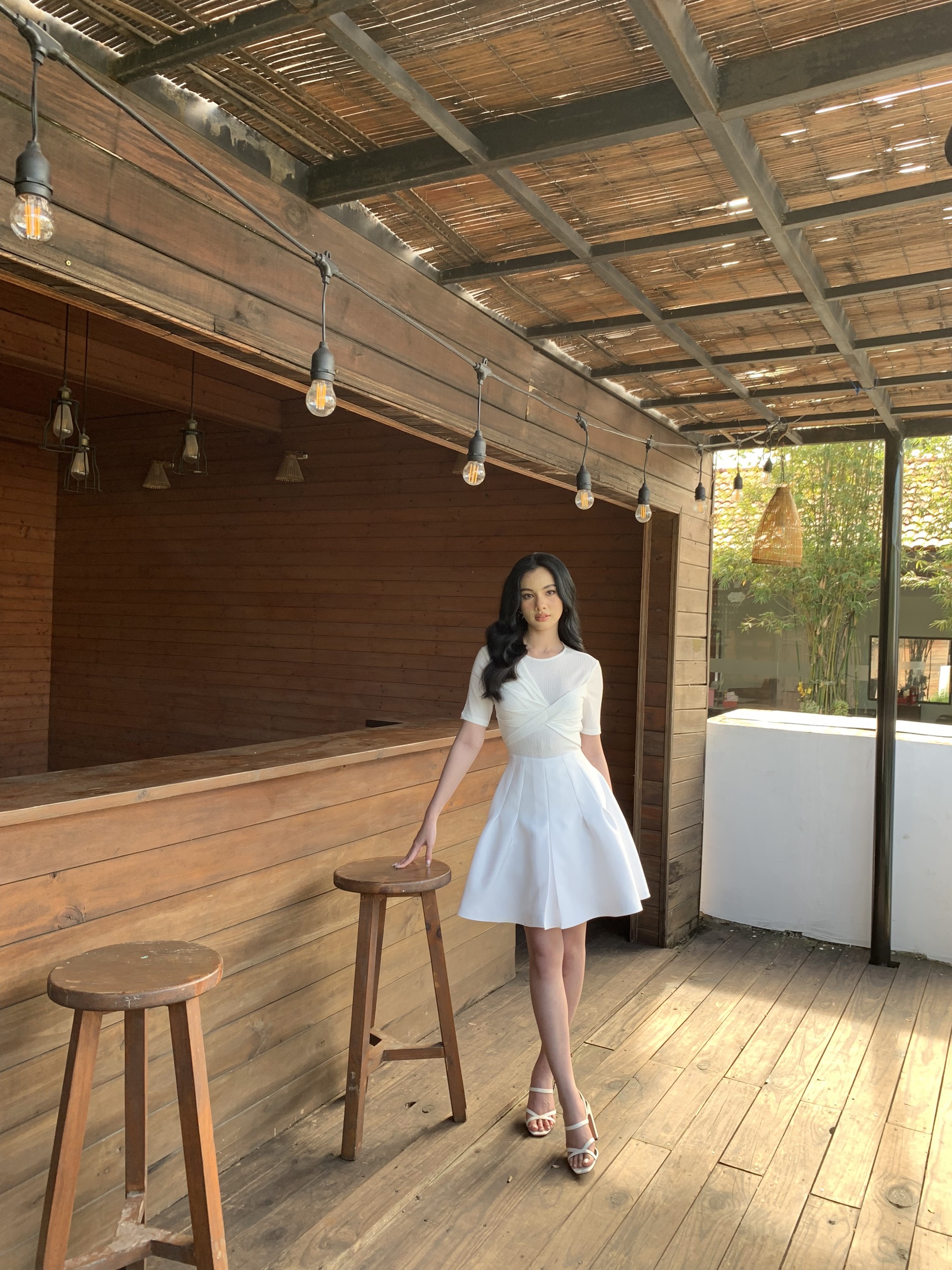 Moda de Lita - Đầm xòe trắng phối nơ Kiera Dress