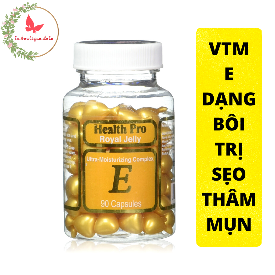 Viên nang bổ sung trực tiếp Vitamin E sữa ong chúa Health Pro Royal Jelly Vitamin E 90 viên dạng bôi - Hàng Mỹ