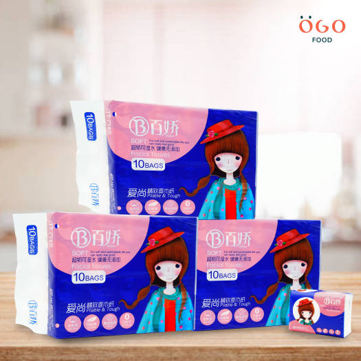 3 Bịch 30 Gói - Giấy Ăn Lụa 4 Lớp, 328 Tờ, Siêu dai, Sêu mềm - OGO Food