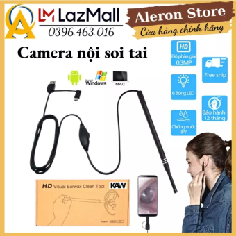 Dụng cụ lấy ráy tai nội soi KAW - Máy lấy ráy tai thông minh có đèn kèm camera kết nối điện thoại qua app - Lấy ráy tai có camera nội soi