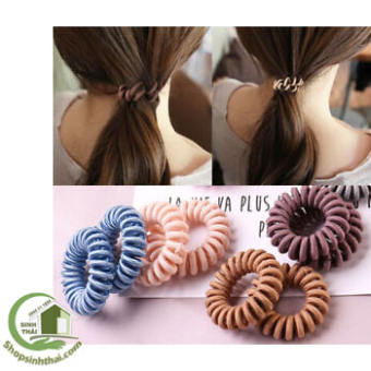 Dây buộc tóc nhựa xoắn co giãn lò xo nhiều màu - giao màu ngẫu nhiên