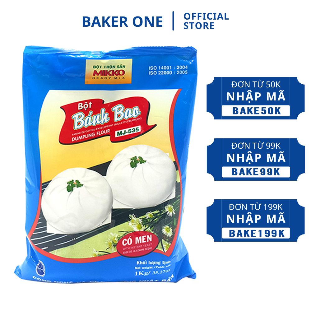 Bột bánh bao trộn sẵn mikko 1kg - nguyên liệu làm bánh baker one