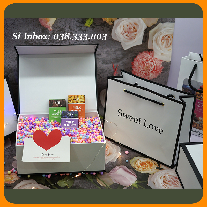 Hộp Quà tặng sinh nhật, quà tặng nắp đóng nam châm cao cấp, sang trọng, Quà Valentine kích thước 208cm