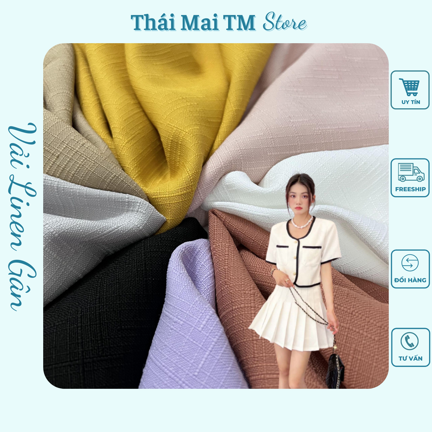 Vải Linen gân,Vải thời trang may đầm,váy chữ A TháiMaiTM