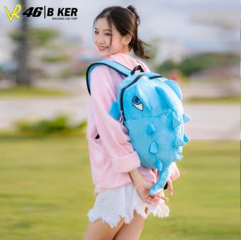 Balo khủng long vải nhung mịn màu xanh dương nhạt size lớn đựng đồ thoải mái đi học đi chơi