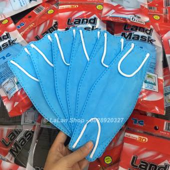 Khẩu trang 3D thương hiệu Land Mask loại VIP (gói 6c, màu xanh vỏ đỏ, dáng tương tự KF94)/3D 마스크/4層マスク