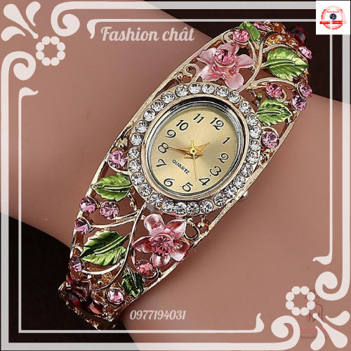 Đồng hồ nữ đính đá thời trang cao cấp. vòng tay to