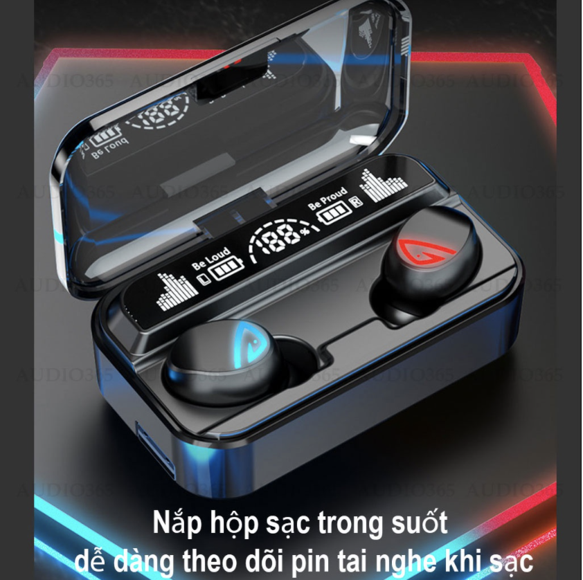 Tai nghe bluetooth S10 Pro V5.2 cao cấp, cảm ứng vân tay, Chống nước tiêu chuẩn IPX7 , kiêm sạc dự phòng