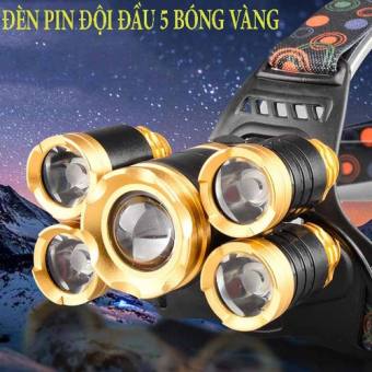 Đèn Pin Đội Đầu 5 Bóng Vàng Chống Nước Siêu Sáng ĐÈN PIN Đội Đầu 5 Bóng - Chống nước tuyệt đối Đèn pin đội đầu 5 bóng 40W | Đèn Pin Đội Đầu 5 Bóng Đèn Pin Đội Đầu 5 Bóng Siêu Sáng-Cống Suất 100W