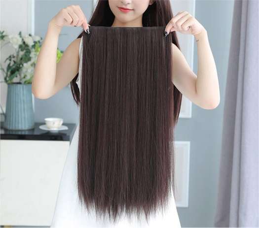 Tóc giả nửa đầu màu đen thẳng dài 60cm JFP05