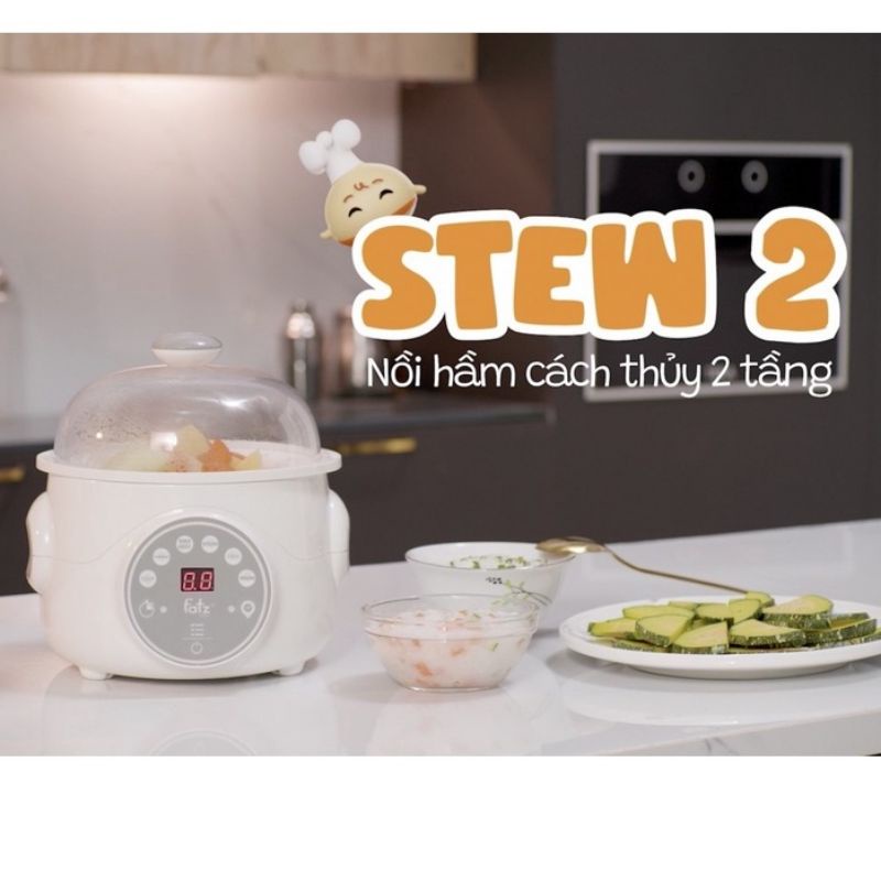(RẺ VÔ ĐỊCH) (STEW 2) Nồi nấu và hầm cách thuỷ 2 tầng 1L FatzBaby Fatz FB9110ZT - Đồ dùng ăn dặm
