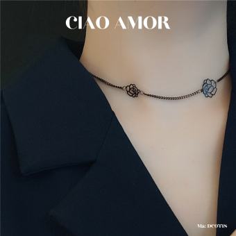 Choker nữ, Dây chuyền, vòng cổ ngắn hoa hồng đen thanh lịch Trang sức Ciao Amor - DC0448