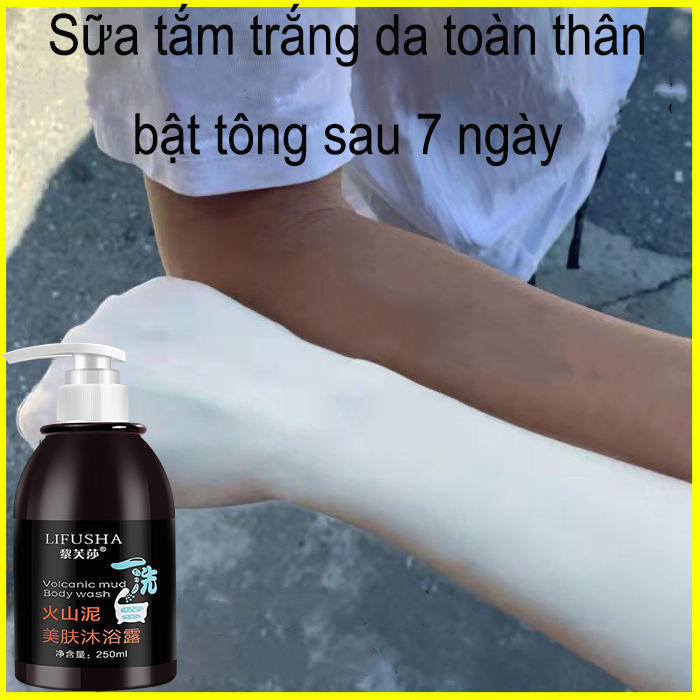 (Sữa tắm làm trắng da siêu tốc chỉ trong 7 ngày) Sữa tắm bùn núi lửa biển sâu, Sữa tắm làm trắng da toàn thân & loại bỏ sạm nắng & dưỡng ẩm, tẩy tế bào chết cho cơ thể , dùng cho cả nam và nữ