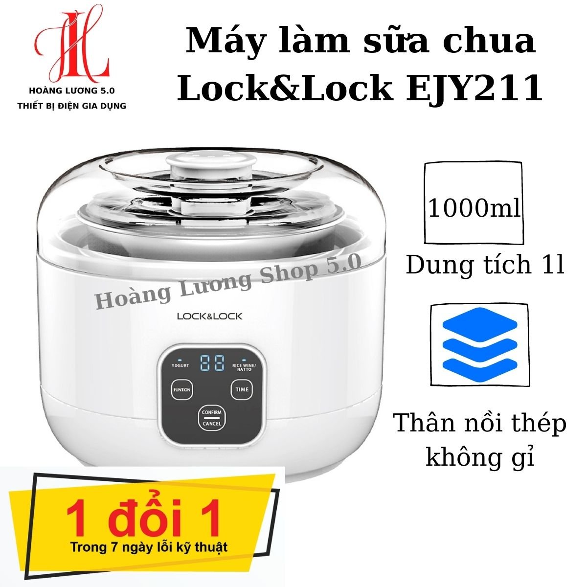 Máy làm sữa chua Lock&Lock EJY211, cốc bằng thép không gỉ, Máy Làm Sữa Chua, Đậu Lên Men Natto Lock&Lock EJY211. Thật tiện lợi cho gia đình bạn.