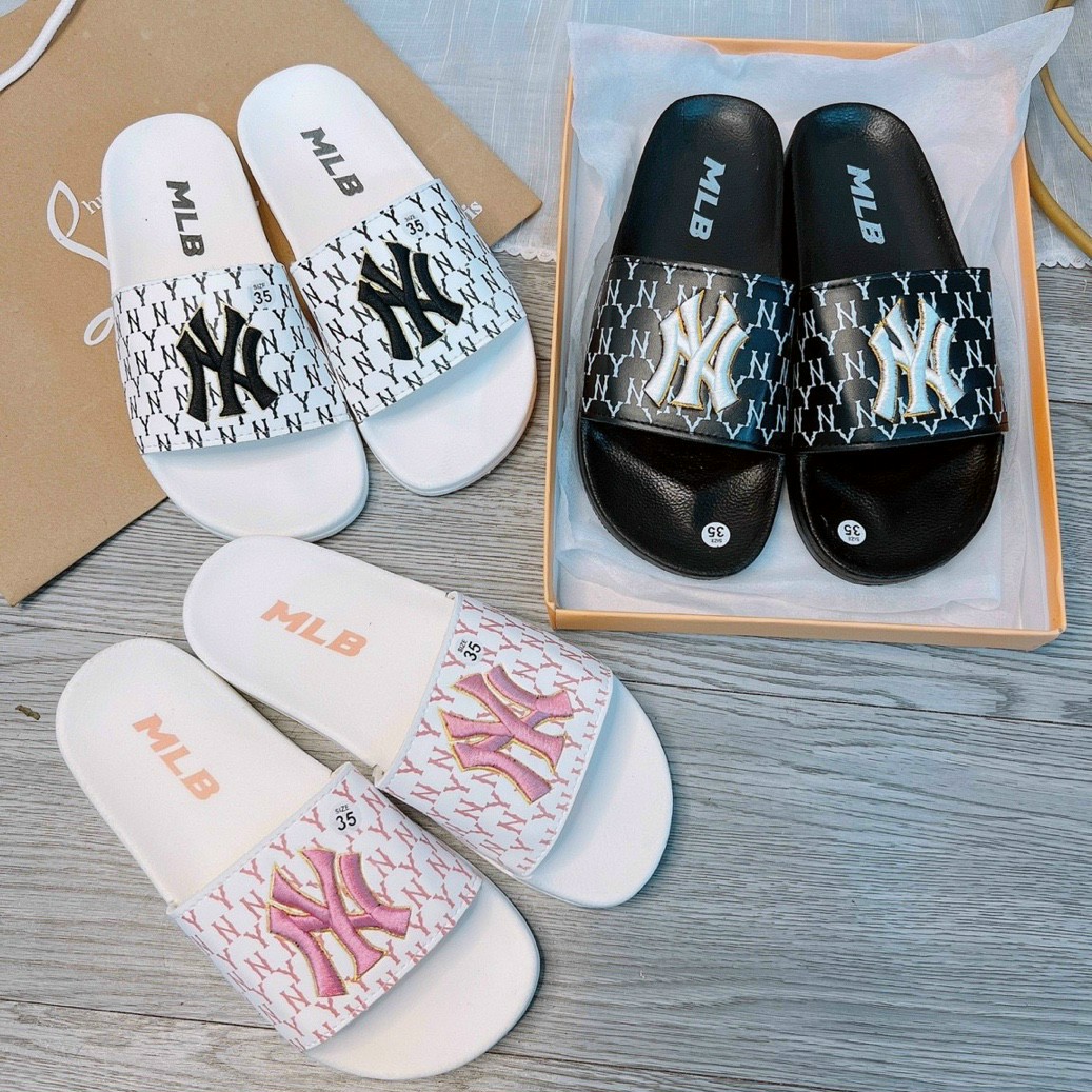 ( HÀNG ĐẸP - GIÁ HỜI ) Dép quai ngang M.L.B Ny thêu unisex nam nữ phiên bản mới siêu hot, đế đúc nhẹ êm chân
