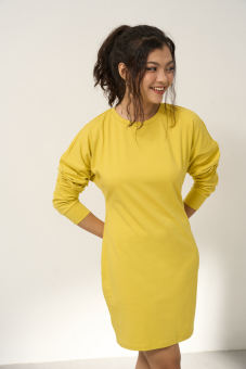 Đầm Maybi suông thun cotton phối vai rộng tay dài