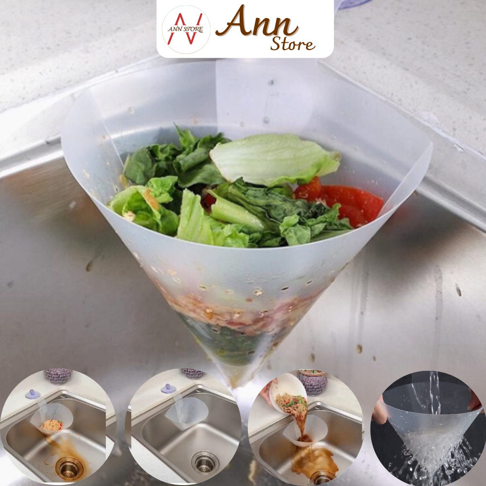 Dụng cụ lọc rác bồn rửa tiện lợi - Phễu lọc cặn tách nước, đựng miếng rửa chén bát đa năng Ann Store