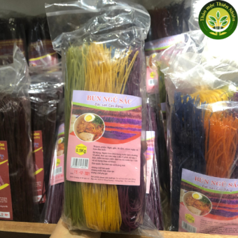 Bún Gạo Ngũ Sắc Cao Bằng làm từ ngô, gấc, chùm ngây, lá cẩm, đậu biếc [500g - 1Kg] l Kho thảo mộc thiên nhiên