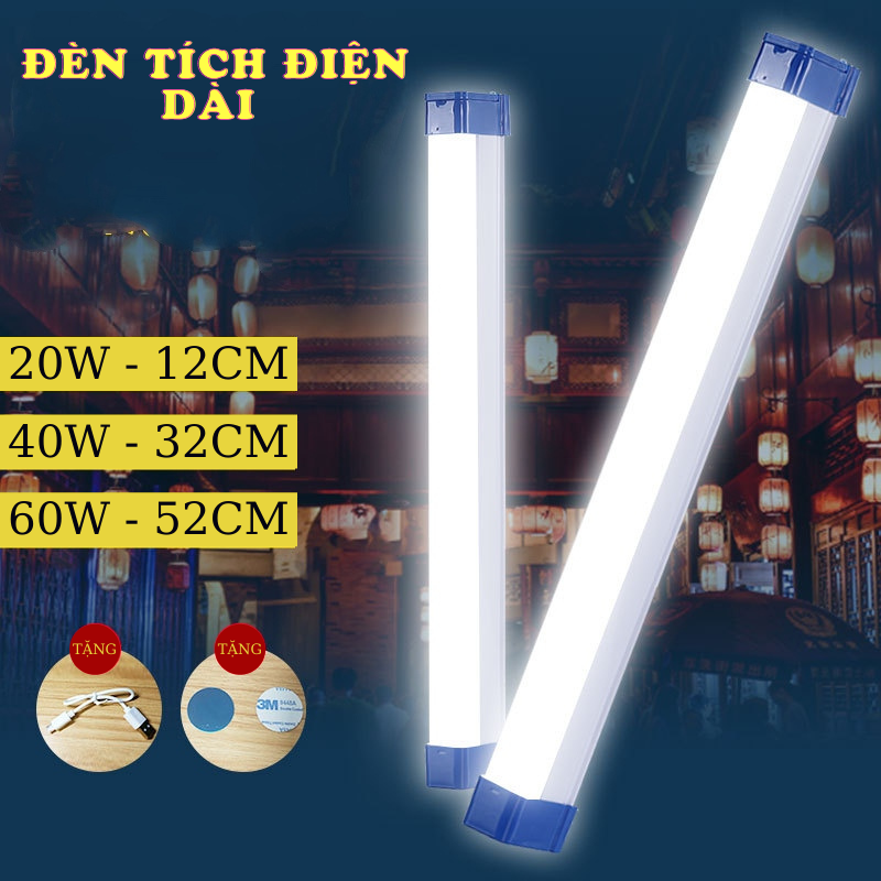 Bóng đèn led tích điện loại siêu sáng 40w- 60w dài kèm sạc usb
