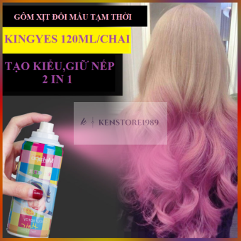 Keo Xịt Nhuộm Tóc Màu Hồng (Pink) Tạm Thời Kingyes 120ml/Chai Thời Trang