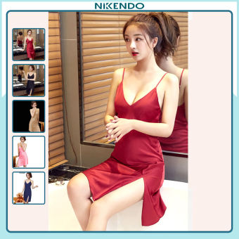 Xả Hàng Đầm 2 Dây - Đầm Lụa Xẻ Đùi Sexy