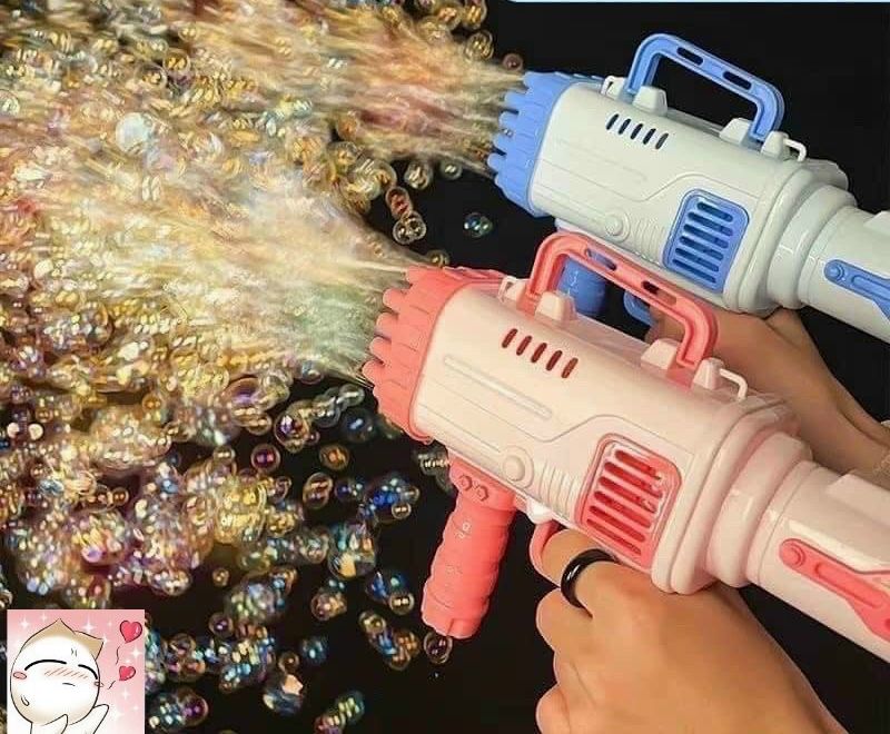 Đồ chơi bắn bong bóng 32 nòng cực mạnh máy bắn phun thổi bong bóng đồ chơi ngoài trời sung thổi bong bóng