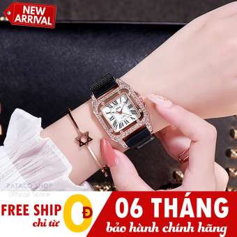 Đồng hồ nữ DZG D59, Dây nam châm lụa cao cấp, Mặt vuông đính đá sang trọng, Bảo hành 6 tháng