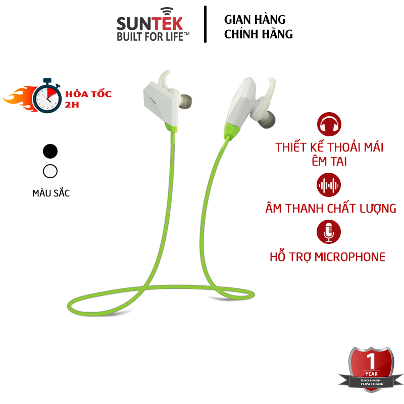 TAI NGHE Bluetooth nhét tai SUNTEK Genai Sport S7 Trắng/Đen