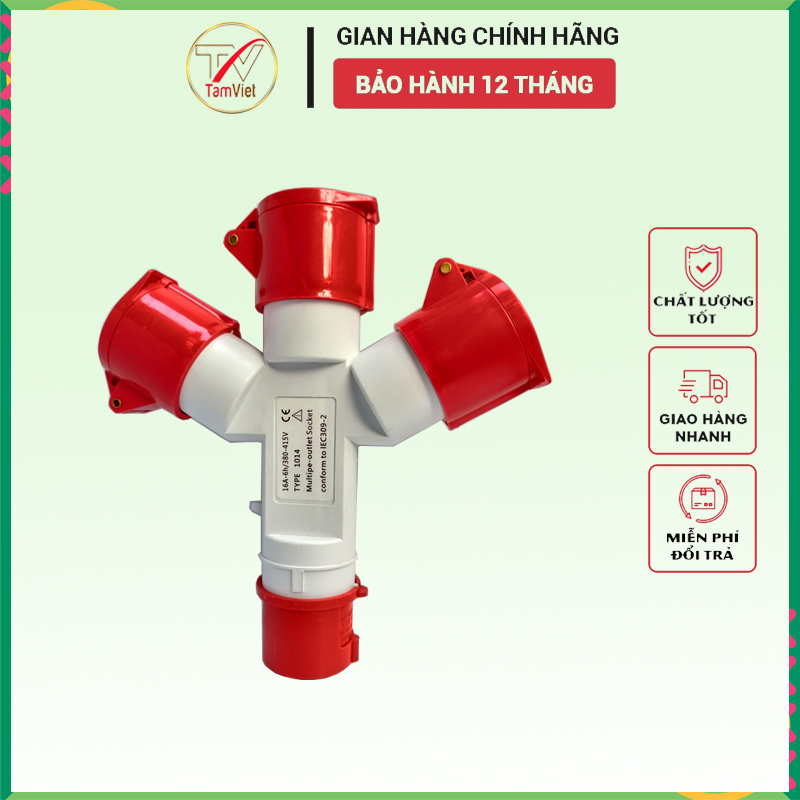 Bộ chia ổ cắm điện Tâm Việt, bộ chia 3 ổ cắm công nghiệp 3 pha 16A