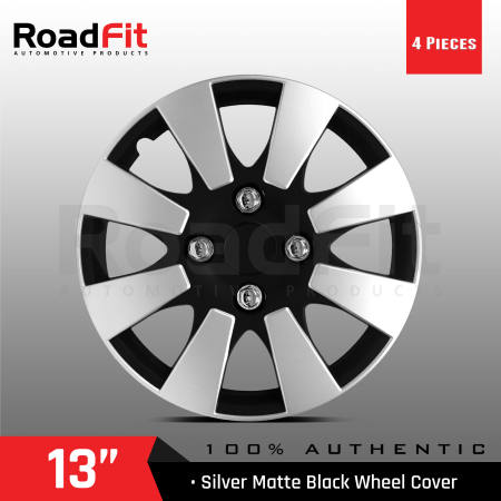 Silver Matte Black ABS Wheel Rim Cover, 13 Inches, 4 Pieces