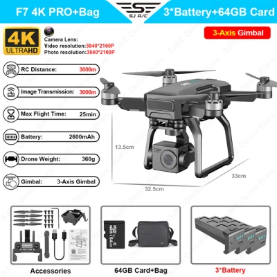 SJRC F7 Pro 4K Camera Drone 3 Axis Gimbal Profesional 5G GPS Brushless Motor Quadcopter Max Flight Time is 25 Minutes RC Dron (4)
