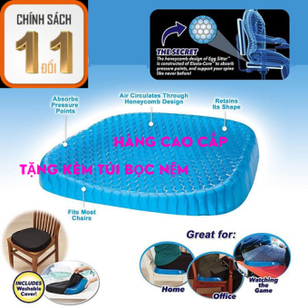 Đệm ngồi 3D Silicon lưới tổ ong cao cấp thoáng khi êm mông chống đau mỏi lưng dùng cho văn phòng, ô tô, sofa ( CÓ TẶNG KÈM BỌC ĐỆM )
