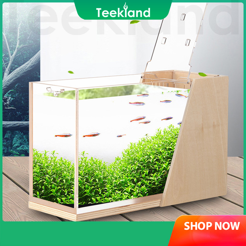 Teekland bể cá để bàn bể thủy sinh nhỏ bộ lọc bên hông mini cảnh quan để bàn gia đình trang trí sân vườn văn phòng hàng đầu
