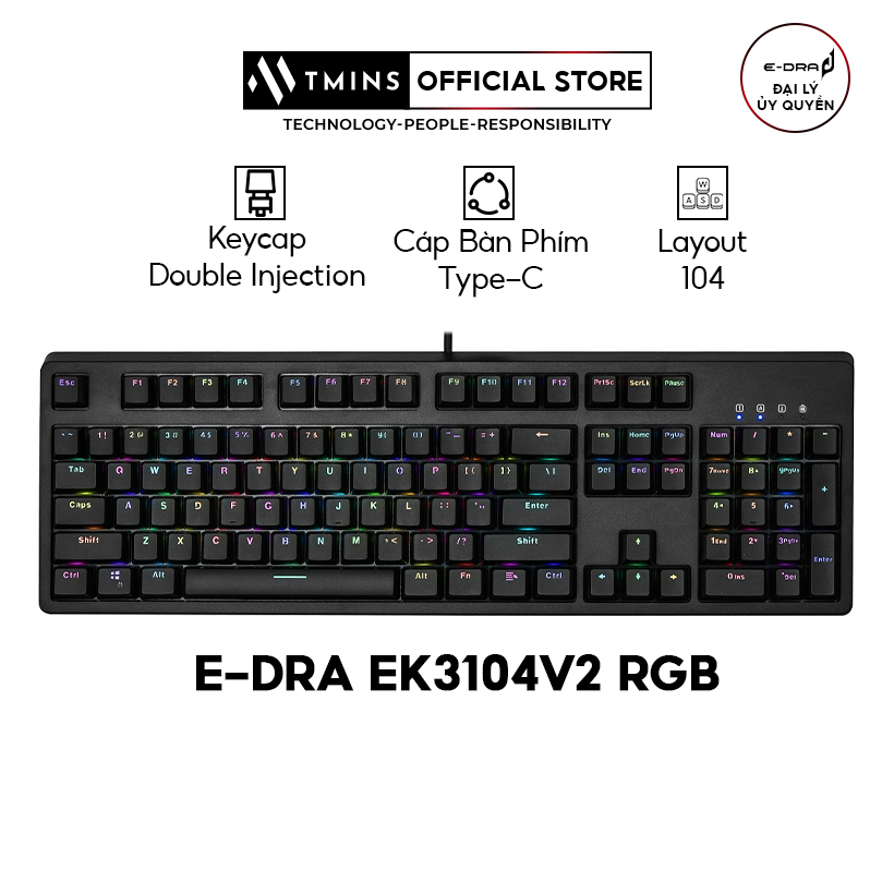Bàn phím cơ e-dra ek3104 rgb hàng chính hãng