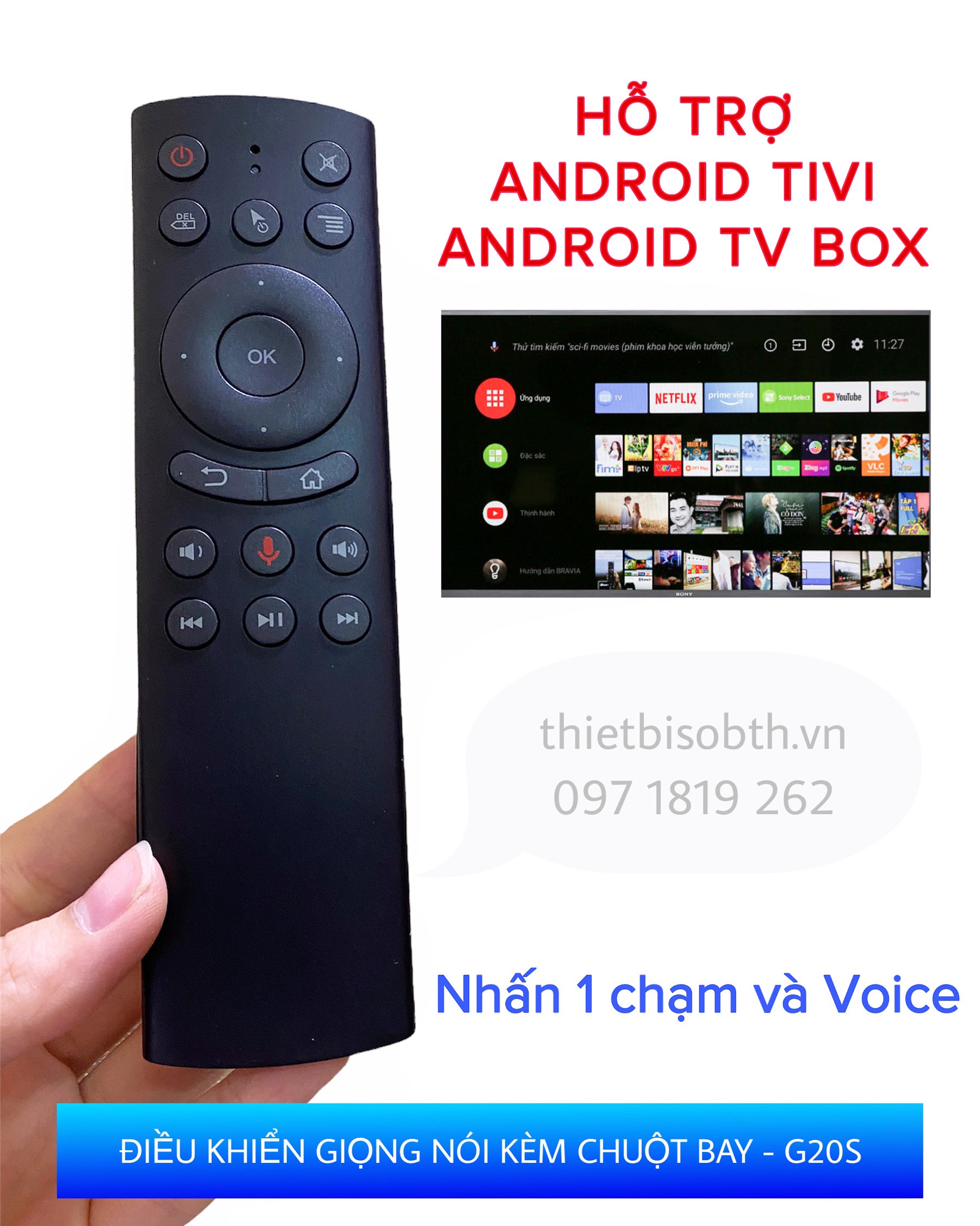 Remote chuột bay G20S Air Mouse tìm kiếm giọng nói