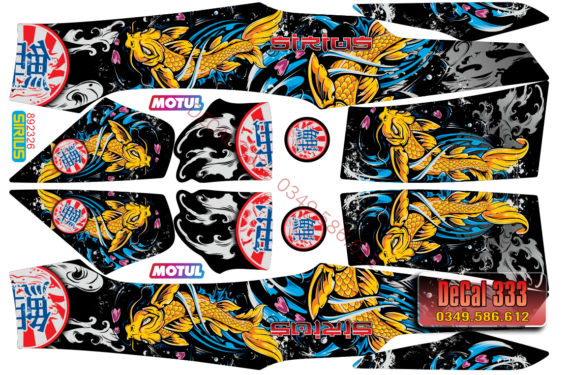 Tem Rời SIRIUS mẫu CÁ CHÉP 892326 (Tem Chế 3 Lớp Chống Phai Màu)