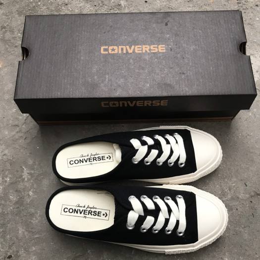 FULL BILL BOX Giày Converse Đạp Gót Thời Trang Nữ Màu Đen/Trắng