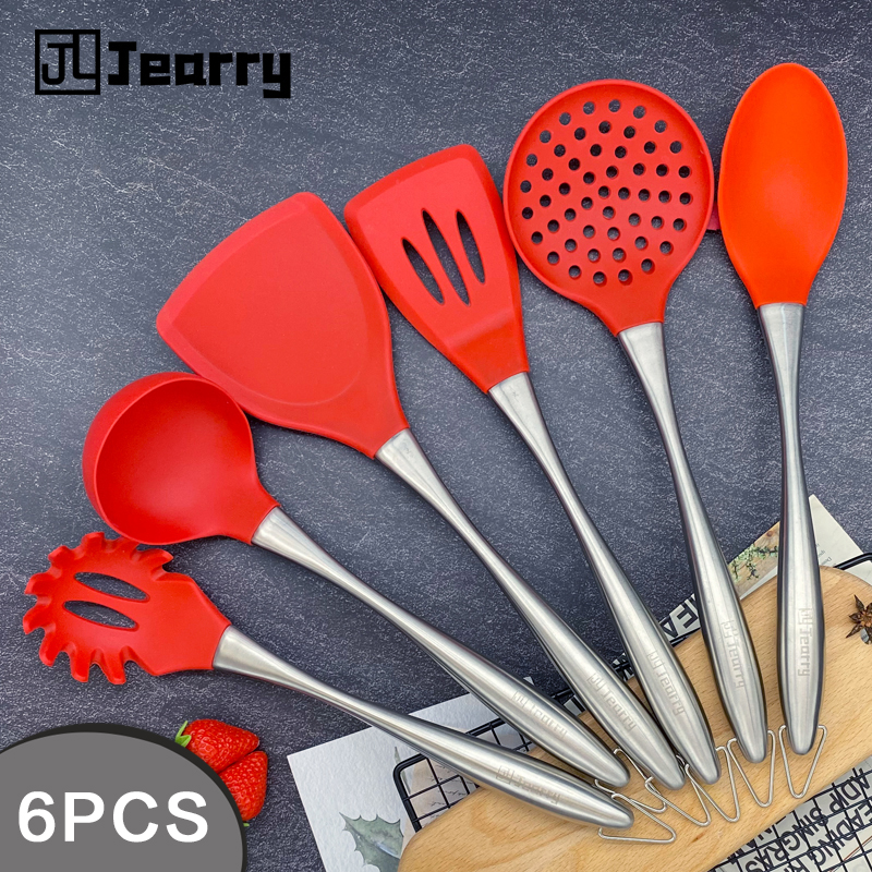 Silicone Không Dính Dụng Cụ Nấu Ăn Thép Không Gỉ Chảo Không Dính Súp Bộ Dụng Cụ Nấu Nướng Mudah Dibersihkan