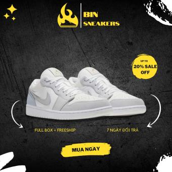Giày Jordan paris cổ thấp nam nữ hàng 11 Full Box - Giày thể thao sneaker nam nữ Jordan JD1 thấp cổ màu xám xanh