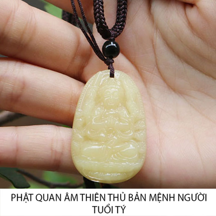 TẶNG kèm dây dù 3ly - Dây chuyền mặt phật Quan Âm Thiên Thủ size nhỏ 3.7cm x 2.4cm - Bản mệnh người tuổi tý - Mang lại bình an may mắn tài lộc