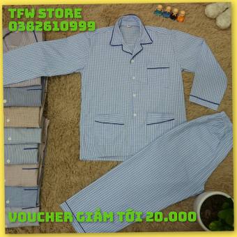 Bộ pijama trung niên kẻ ô Karo, kẻ sọc (pyjama dài tay), quần áo mặc nhà, bộ ngủ cho ông, cho bố - Hàng VN